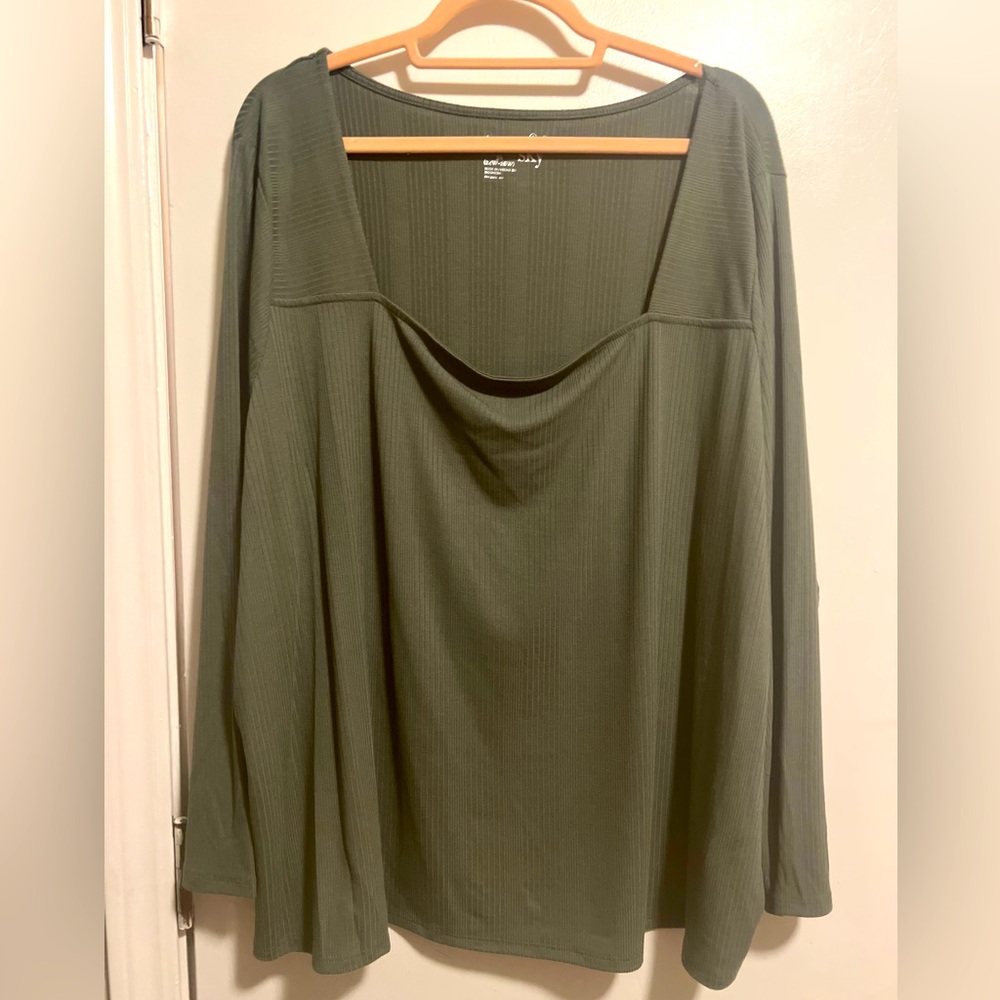 Olive Green Square Neck Blouse